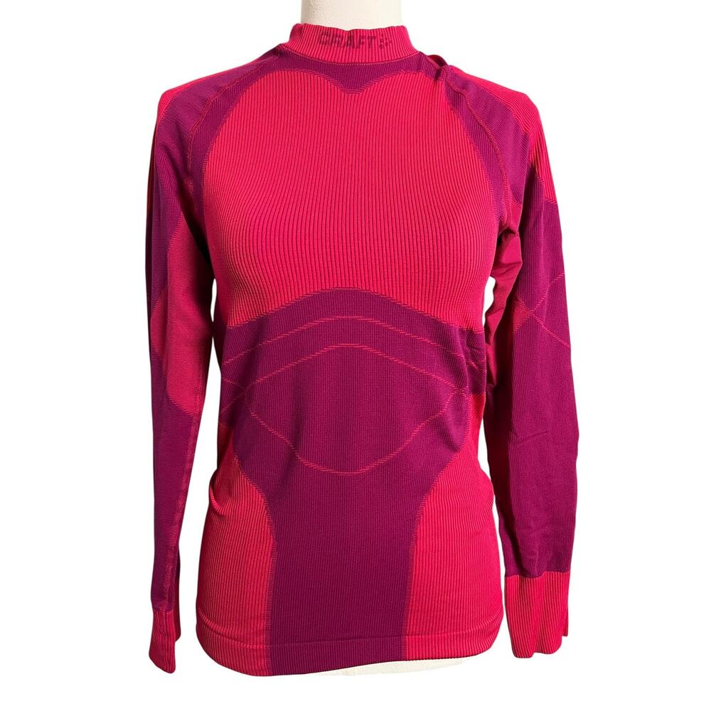 Craft Shirt Womens Large Pink Geometric Mock Neck Seamless Athletic Base Layer